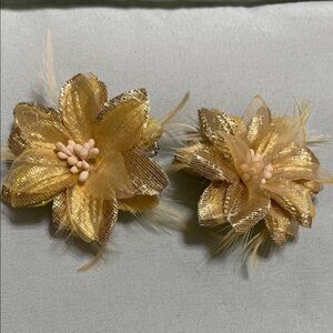 Gold Floral Hair Clips - Pair